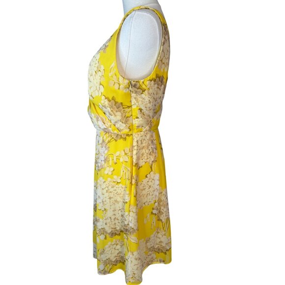 Trina Turk Size 4 Yellow Floral Wrap Dress100% Polyester V-Neck Lightweight - Picture 8 of 13